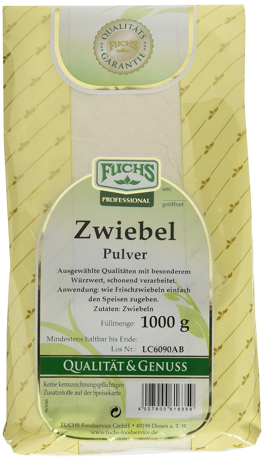 Fuchs Professional - Zwiebelpulver | Schonend verfahrett, zum Würzen von herzhaften Gerichten | Profi-Qualität für Großverbraucher und Gastronomie | 1 kg im recyclable bag