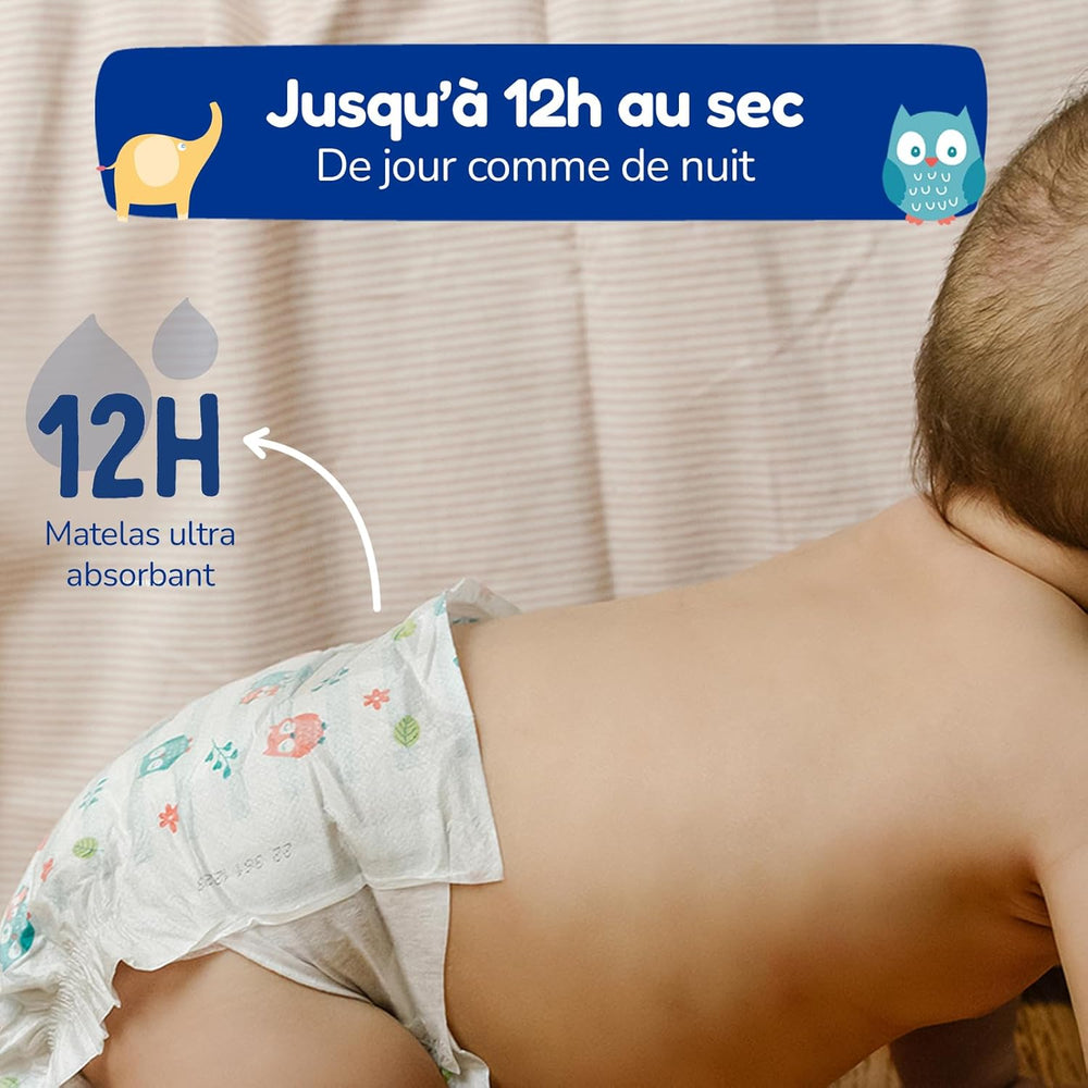 - Diaper size 4 (7 – 18 kg) – for sensitive skin – natural and very absorbent – ​​12 hour leak-proof – ohne unerwünschte Inhaltsstoffe – made in France – 132 diapers