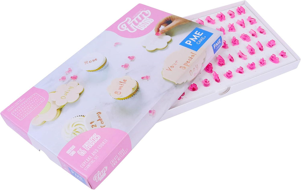 FF60 Fun Fonts-Cupcake and Cookie Stamping Set for Cake Design, 66 Pieces, Collection 3, Plastic