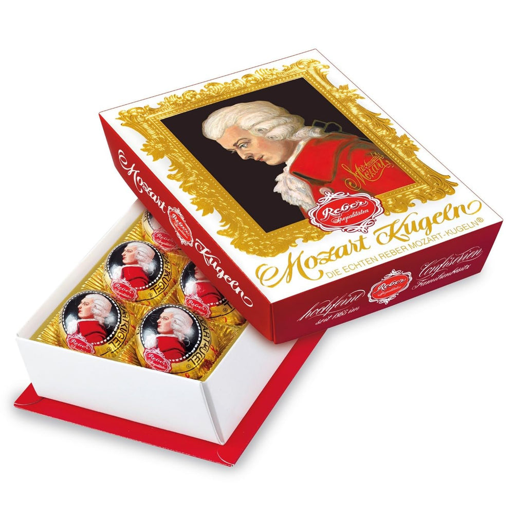 Reber Mozart balls with dark chocolate, pack of 6 with marzipan and nougat, vegan - 1 x 120 g