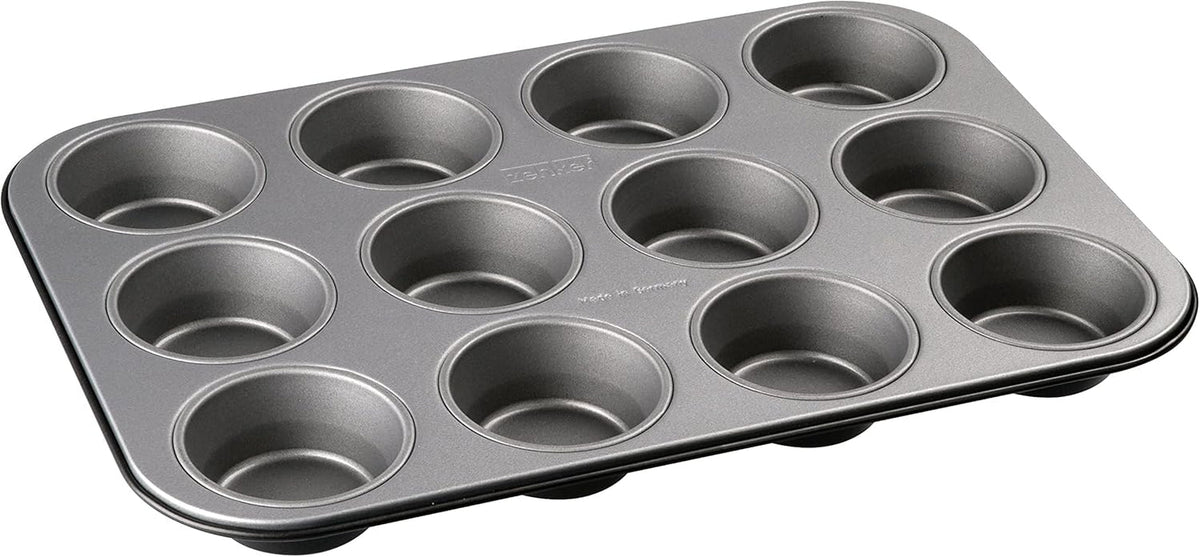 Zenker 12Er Muffinform Energy, Premium-Backform, Für Köstliche Kuchen, Verkürzt Die Backzeit Um Bis Zu 20% (Farbe: Silber/Anthrazit), Menge: 1 Stück, Hellgrau Und Dunkelgrau Molds and trays for baking Naty Shop