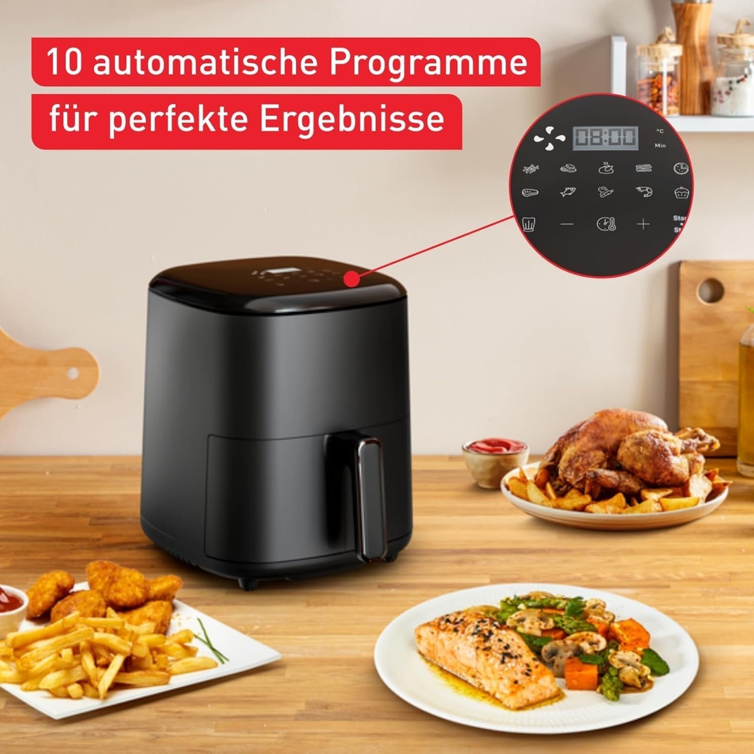 Tefal Easy Fry Max EY2458, 5 liters, Hot Air Fryer, 10 automatic cooking programs, digital touch screen Appliances Naty Shop