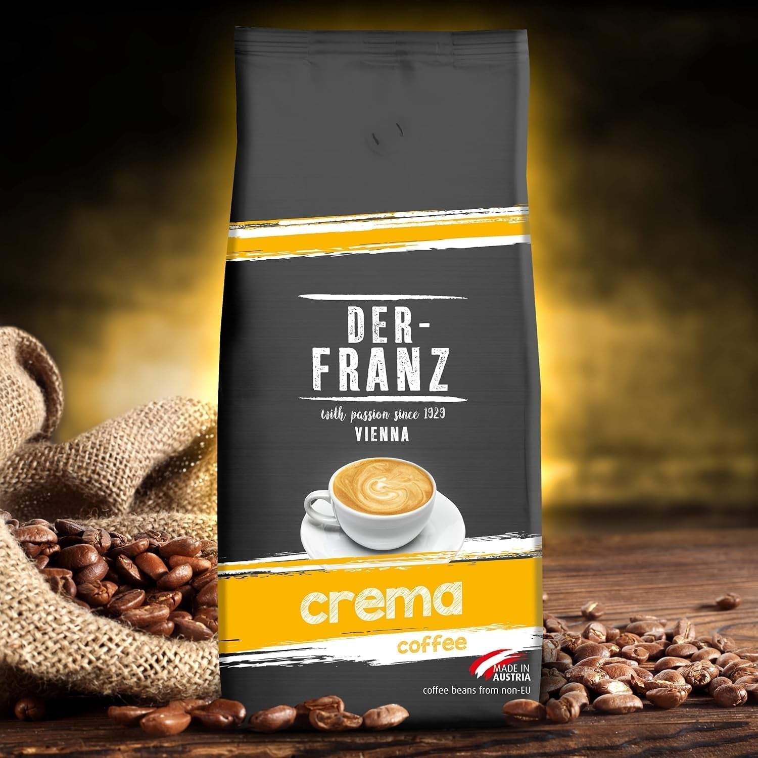DER-FRANZ Cafea Crema, Intensitate 4/5, 100% Arabica, boabe de cafea întregi Cafea Naty Shop