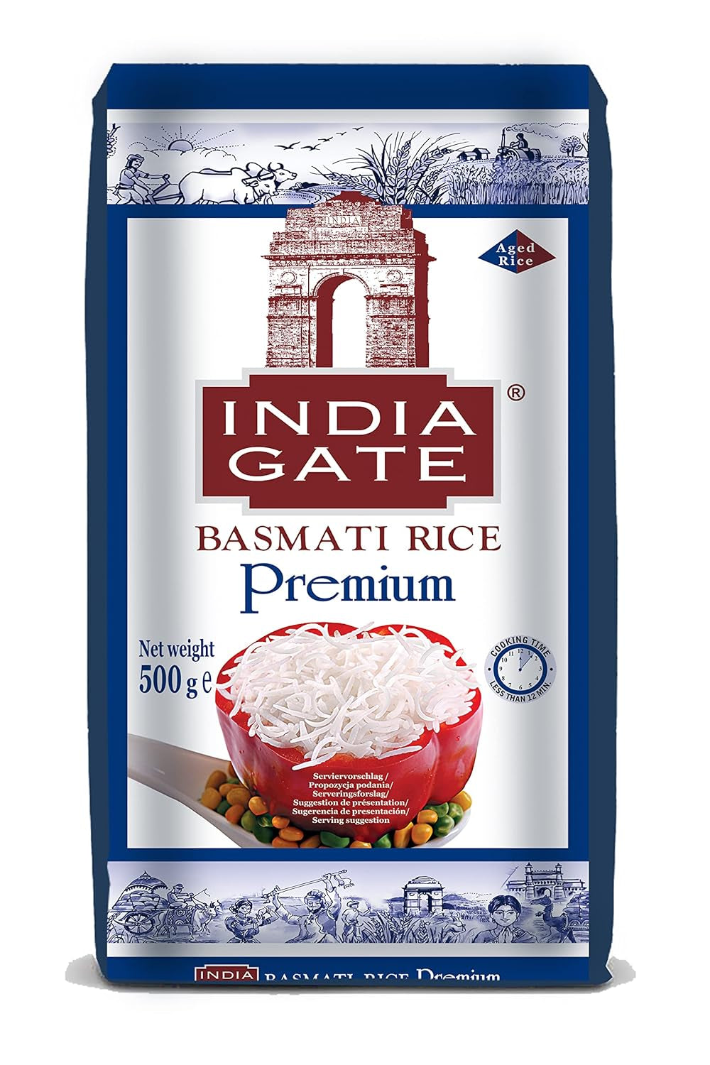 INDIA GATE Premium Basmati Rice – Aromatic, fine long grain rice from India, fine long grain (1 x 500 g)