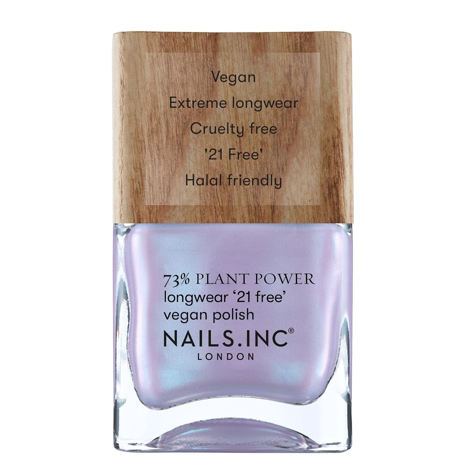Nails Inc - GLOWING SOMEWHERE Plant Power Vegan Nail Polish - 73% Plant Based, 100% Vegan and Cruelty Free - Perfect Manicure, Sparkling Pearl - For Eco-Friendly Nail Art