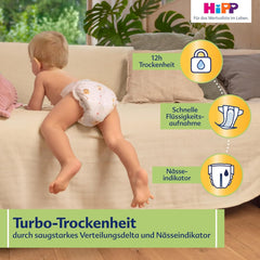 Diaper HiPP Extra Soft Premium Size 1 Newborn 2-5 kg, 72 pieces (3 packs of 24), with 3-way leak protection and double skin protection