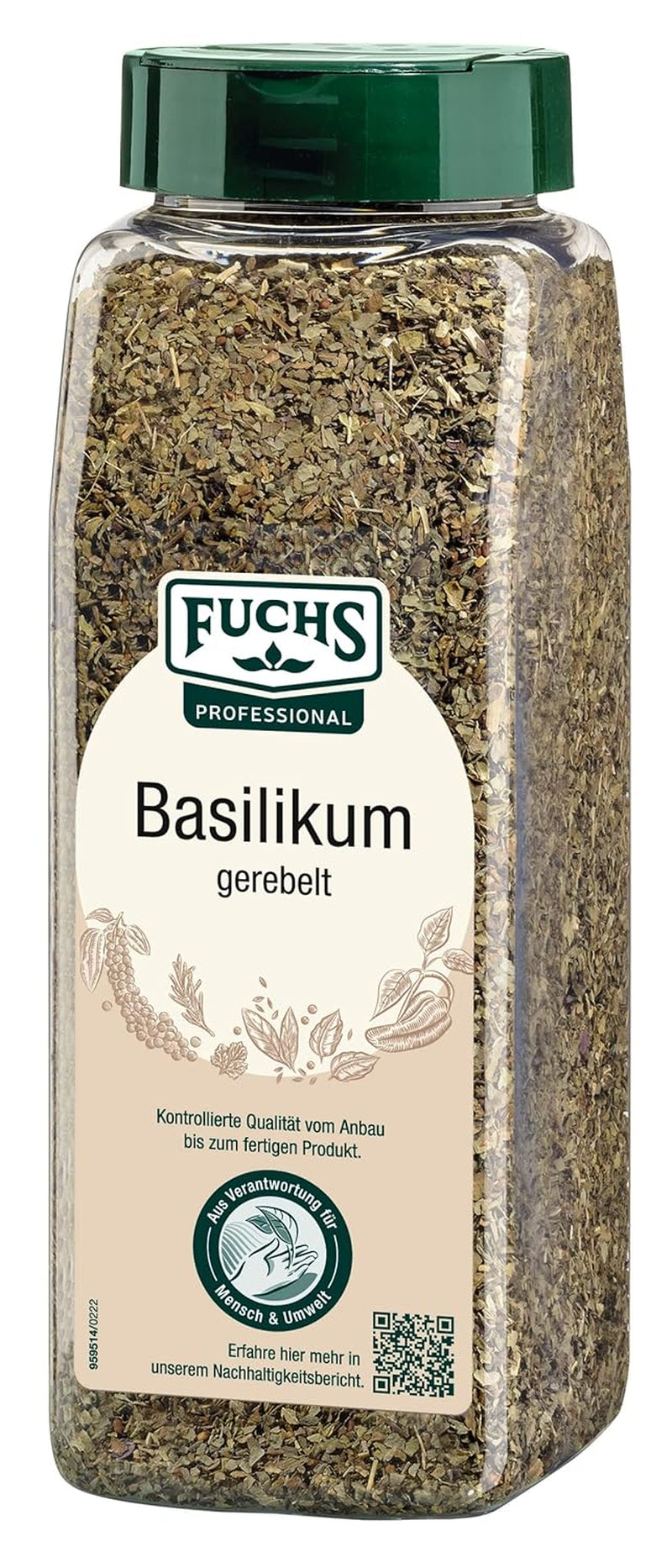 - Basilikum gerebelt | Mediterranes Gewürzkraut für Großverbraucher | Mit praktischem Streuaufsatz | 150 g im großen Streuer
