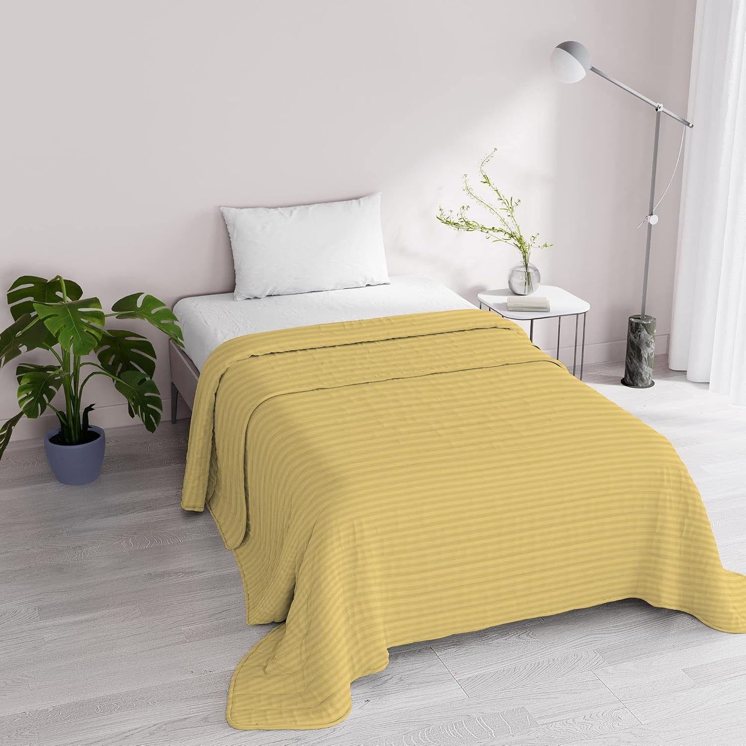 Summer quilt Satin Stripes, polyester, cream, 260X250 Cm Quilts and quilts Naty Shop Yellow 170X250 Cm