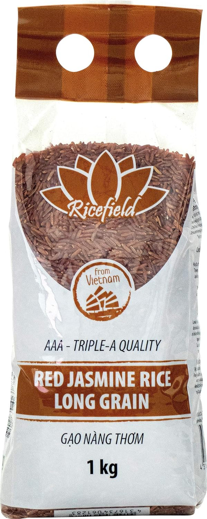 RICEFIELD Jasmine rice, red, long grain, 1 kg