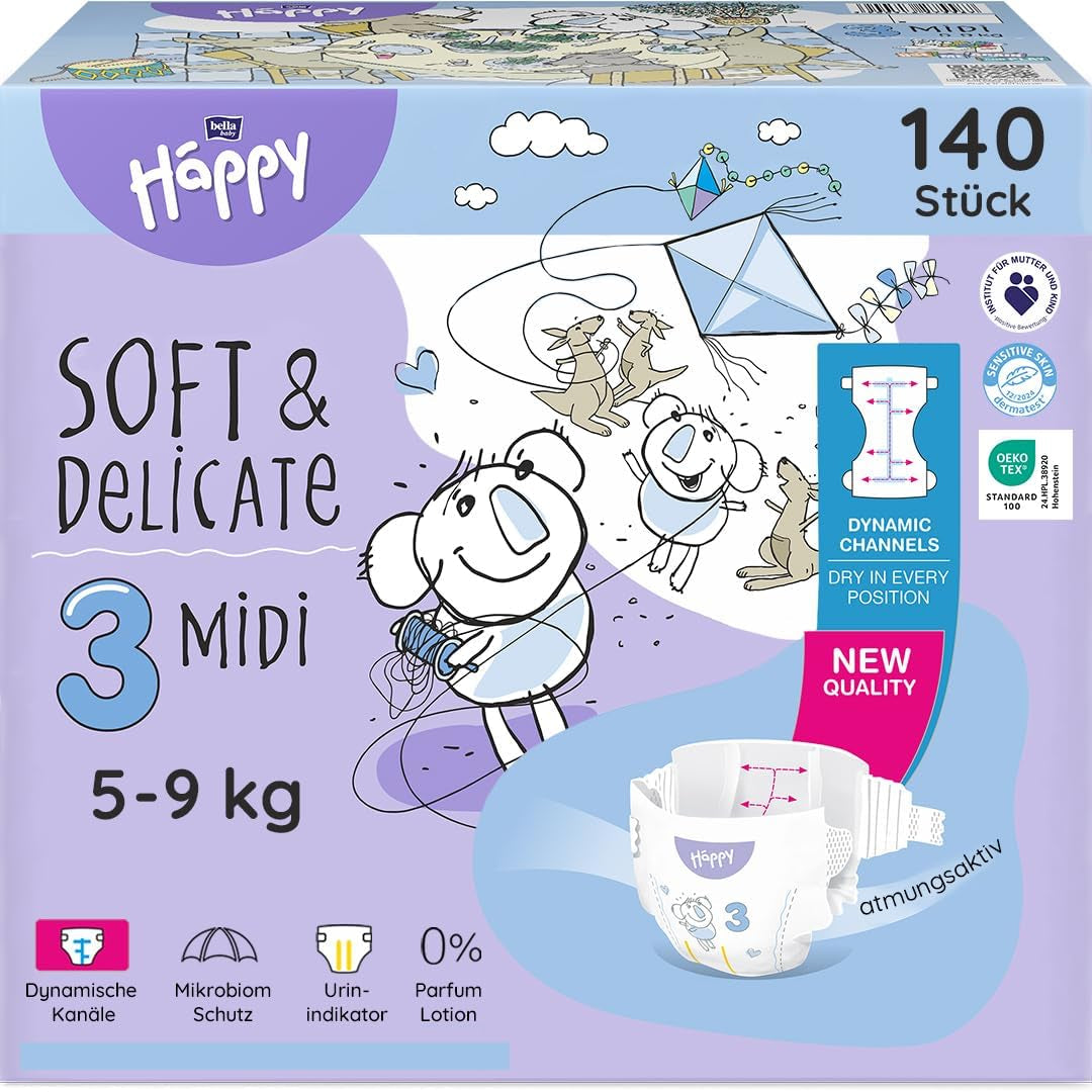 Bella Baby Happy Premium Diapers, Size 6, Junior Extra, 15+ kg, 96 pieces, DERMATEST and OEKO-TEX Seal, Disposable Baby Diapers