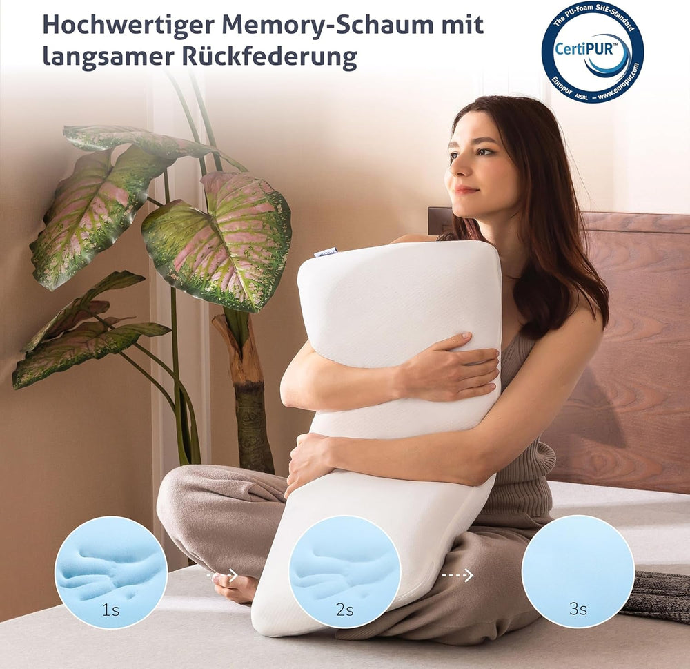 EGO HOME Pillow Memory Foam Soft Ergonomic Pillow For Back Sleeper Side Sleeper Neck Support Pillow With Breathable And Washable Cover, Oeko-Tex Certified, Neck Pillow 75X35Cm Perne standard Naty Shop