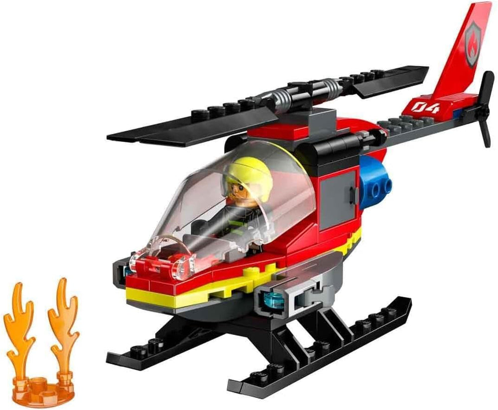 LEGO City Fire Brigade Helicopter, helicopter toy and pilot figure set, fire helicopter for an imaginative play experience, gift for children, boys and girls from 5 years old 60411 Building sets Besuche den LEGO-Store