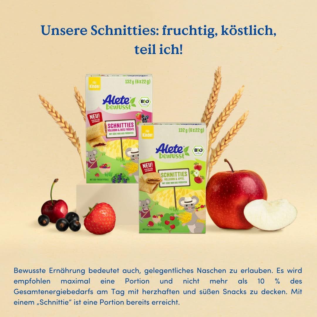 Alete Bio Schnitties, whole grains and red fruits 6 x 22 g Mother and Child Naty Shop