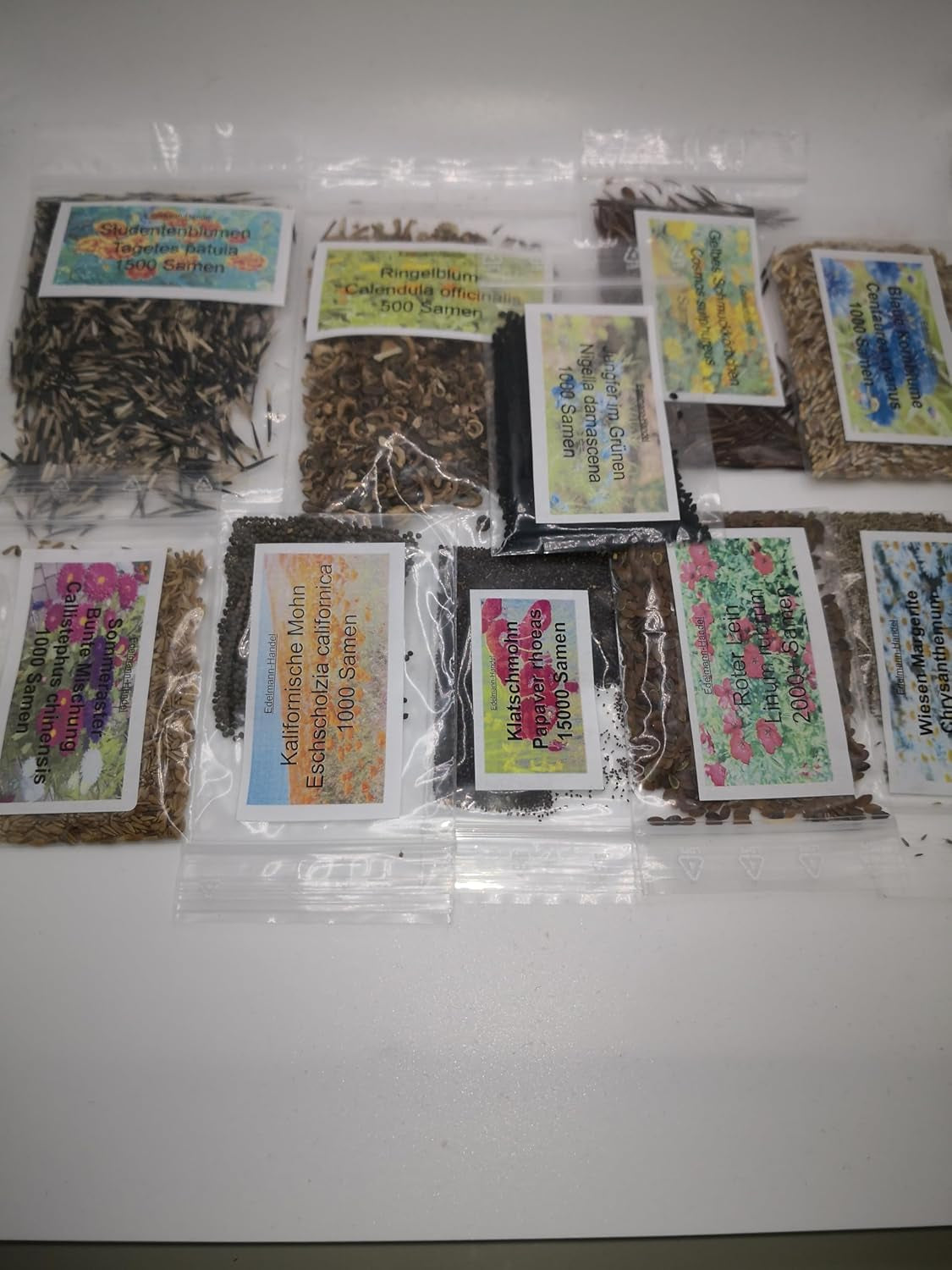Wildflower Seed Set, 10 Varieties, 28,000 Seeds, Meadow Wildflower Mix with Poppies, Bluebells, Marigolds, Daisies and More, All Individually Wrapped
