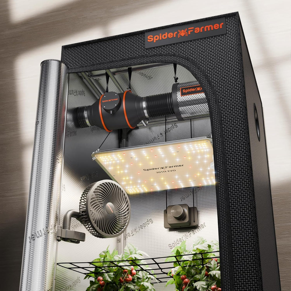 Spider Farmer SF1000 Full Spectrum Dimmable LED Grow Light, Samsung LM301H EVO Diode, 70x70x160cm Full Grow Tent Kit, Hydroponic Grow Tent Set, Ventilation System