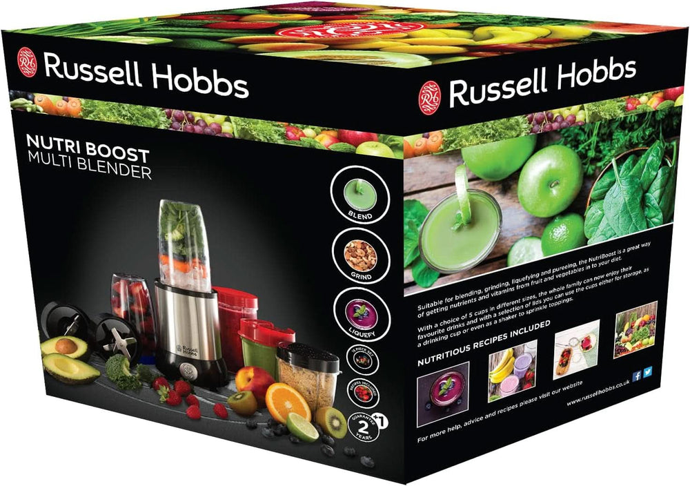 Russell Hobbs Mixer [Multifunktions- Standmixer] Nutriboost (Inkl. 5 Bpa-Freie Und Spülmaschinengeeignete Behälter + Deckel, 22,000 U/Min, 0.9 Ps-Motor) Elektrischer, Smoothie-Maker 23180-56 Kitchen Naty Shop