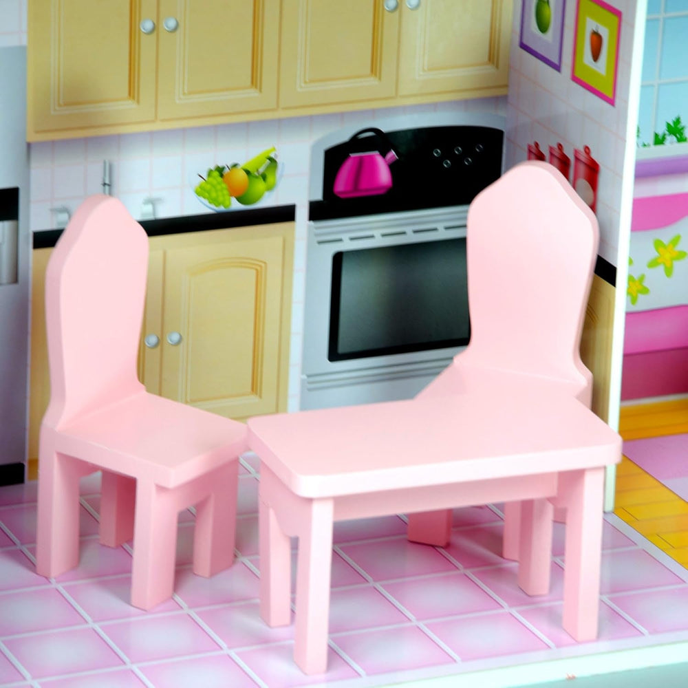 Olivia's Small World Giant Dollhouse, Large Wooden Dollhouse with Furniture and Accessories, 3-Story Dollhouse for Kids, Dollhouse for 12" Dolls, 3 Years + Naty Shop Dollhouses
