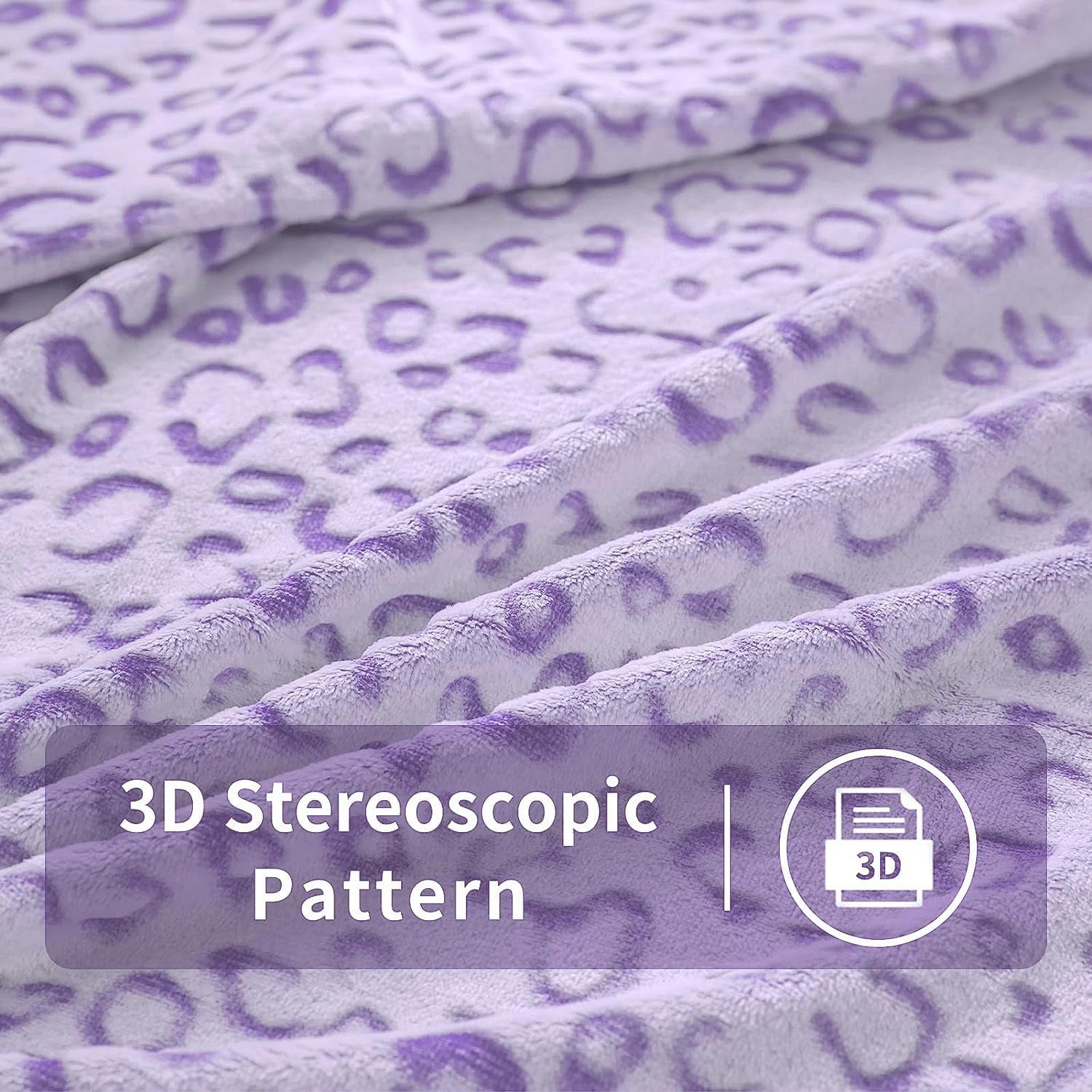 FY FIBER HOUSE flanel fleece throw, pătură din microfibră cu imprimare 3D ghepard, 228 X 274 cm, violet Plapumi si pilote Naty Shop