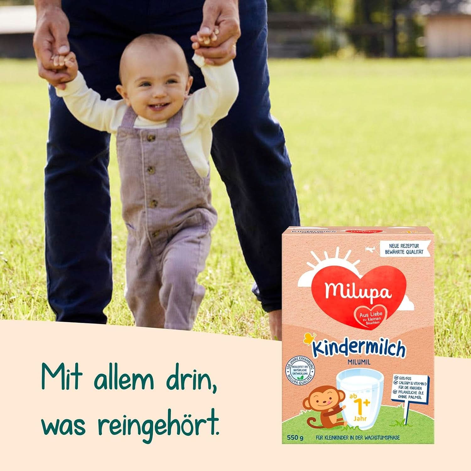 Milupa Milk for children Milumil 1 plus - from 1 year - for small children in the growing phase - accompanies natural development - 5 x 550 g powder Mother and Child Naty Shop