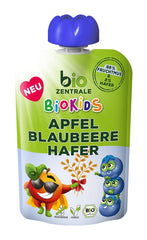 Biozentrale Biokids Fruit puree apples blueberries oats | 12X90G | Vegan Fruit Oat Snack | No added granulated sugar Mother and Child Naty Shop