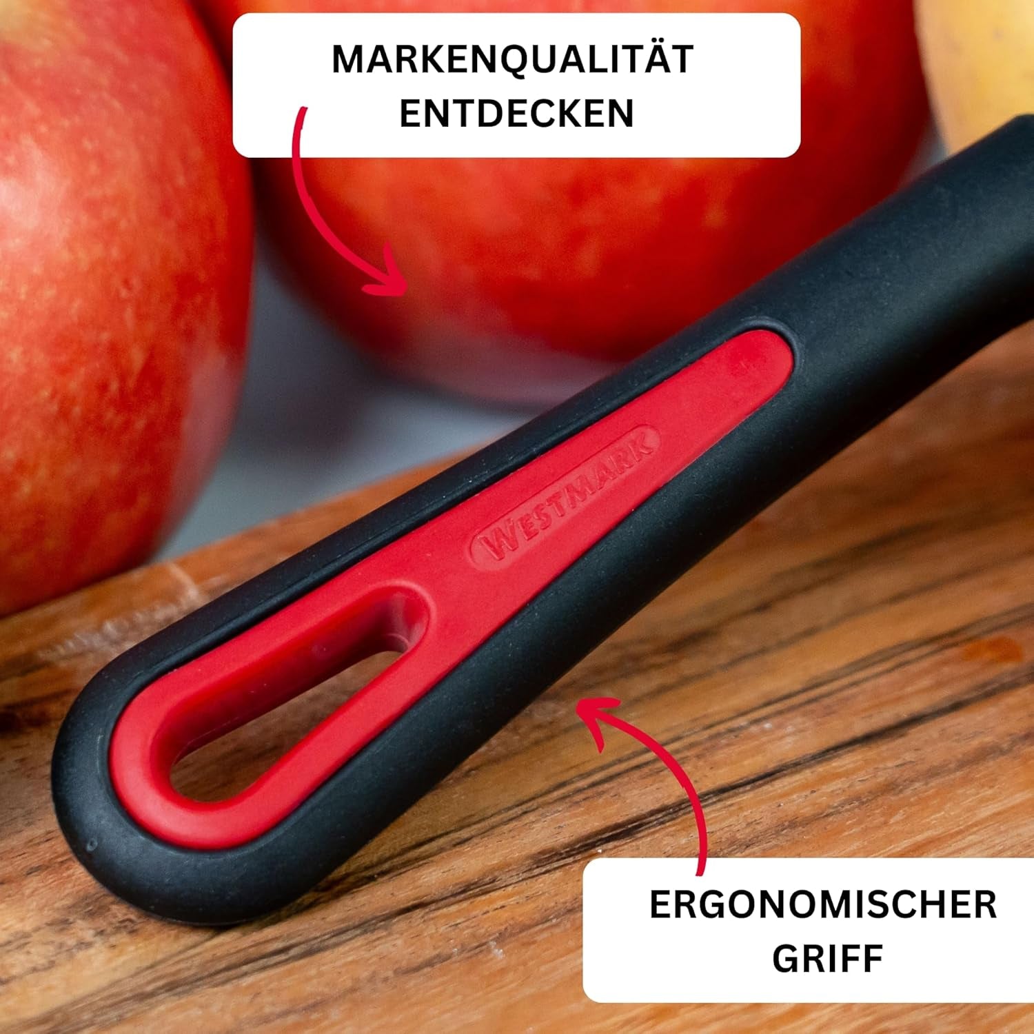 Westmark 29092270 Sparschäler Gallant, Pp/Tpe/Edelstahl, Schwarz / Rot, 16.5 X 3.7 X 2 Cm Peeler Naty Shop