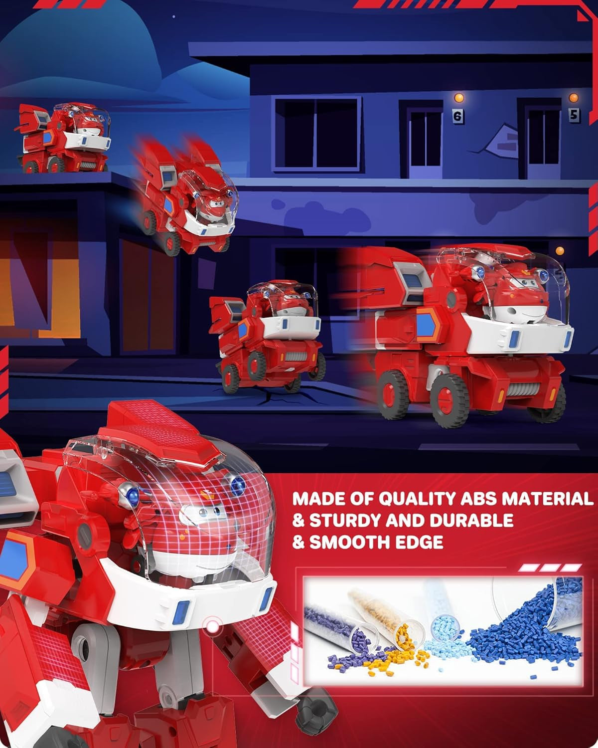 Super Wings Robot Toys - Jett Transformers Toy Cars Toy Trucks Avec Mini Jet Avion Jouets Pour Enfants 3 4 5 Ans, Red Action figures Naty Shop