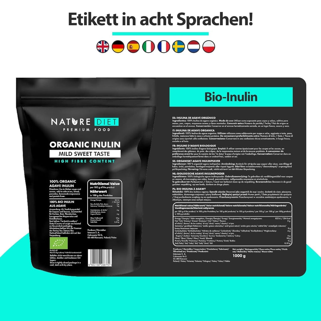 Nature Diet - Bio-Inulin 1 Kg | Aus Agave | Natürliches Präbiotikum Indulcitori Naty Shop