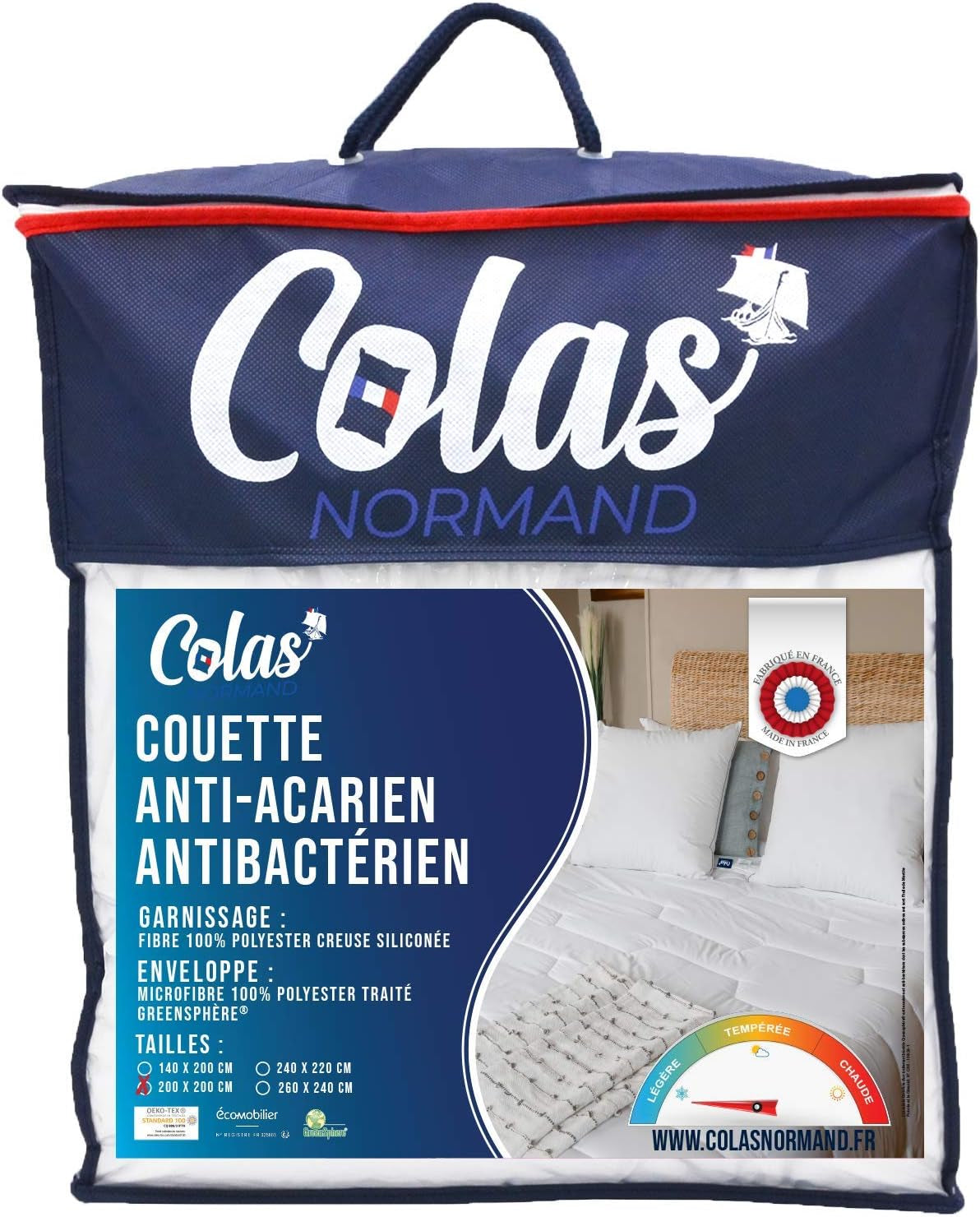COLAS NORMAND Anti-mite and anti-bacterial duvet, light, 200 X 200 cm, long-lasting effect, perfect hygiene, microfibre, soft and comfortable, washable, French, white 53130248 Naty Shop Duvets and Quilts Default Title