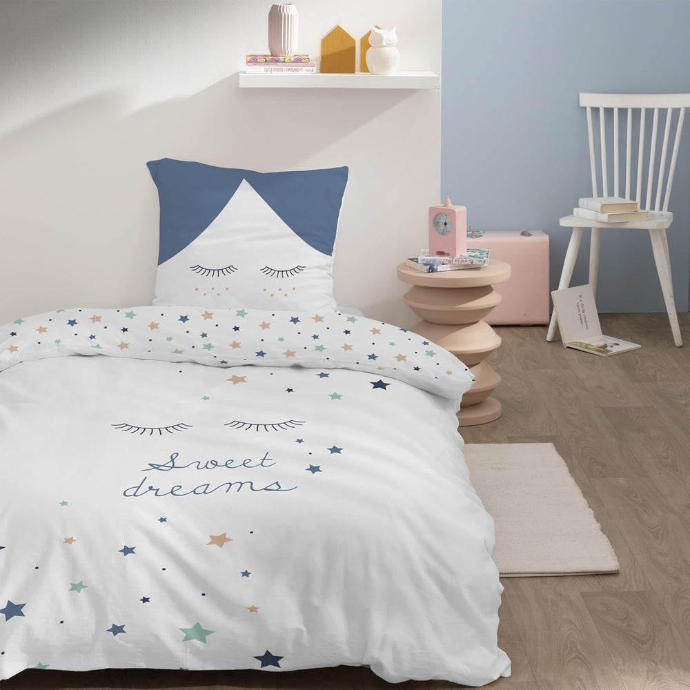 Set de lenjerie de pat pentru copii, reversibila, Stars Lenjerie de pat - copii Naty Shop