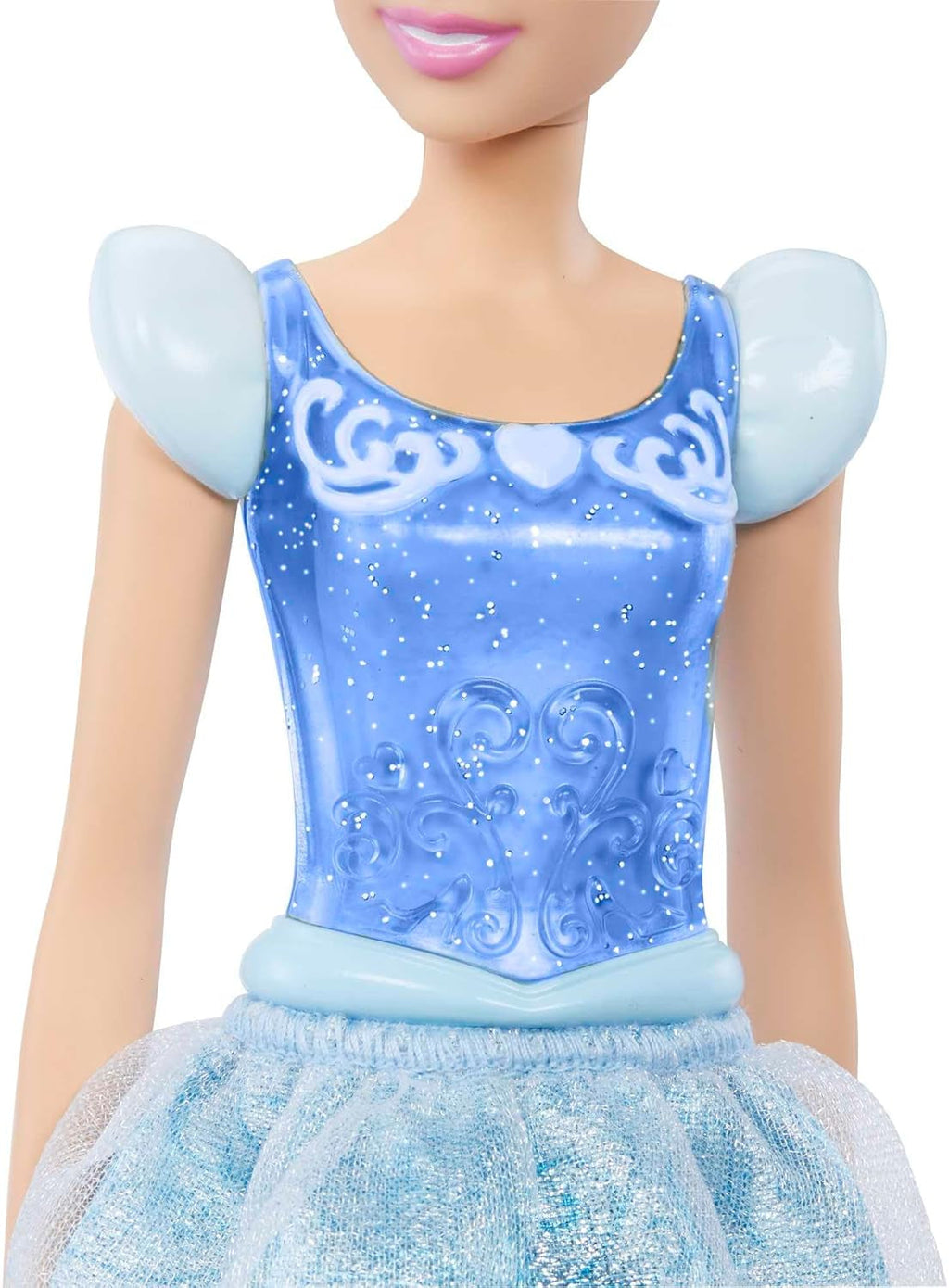 Mattel DISNEY Princess Cinderella - Păpușă mobilă cu costum strălucitor, pantofi și diademă detașabile, păr pieptănabil pentru distracție la coafor, pentru copii de la 3 ani în sus, HLW06 Papusi Naty Shop