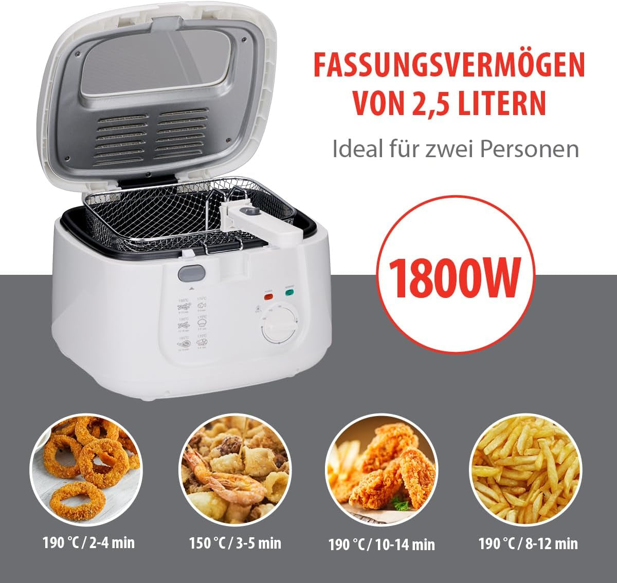 Alpina Deep Fat Fryer 2.5L DF-165, 1800W - Adjustable temperature up to 190°C Appliances Naty Shop