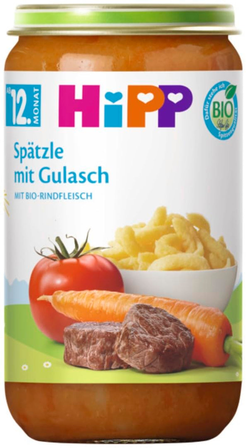 HiPP organic meals from 12 months Spätzle with goulash, 250g, pack of 6 (6x250g) Packaging may vary