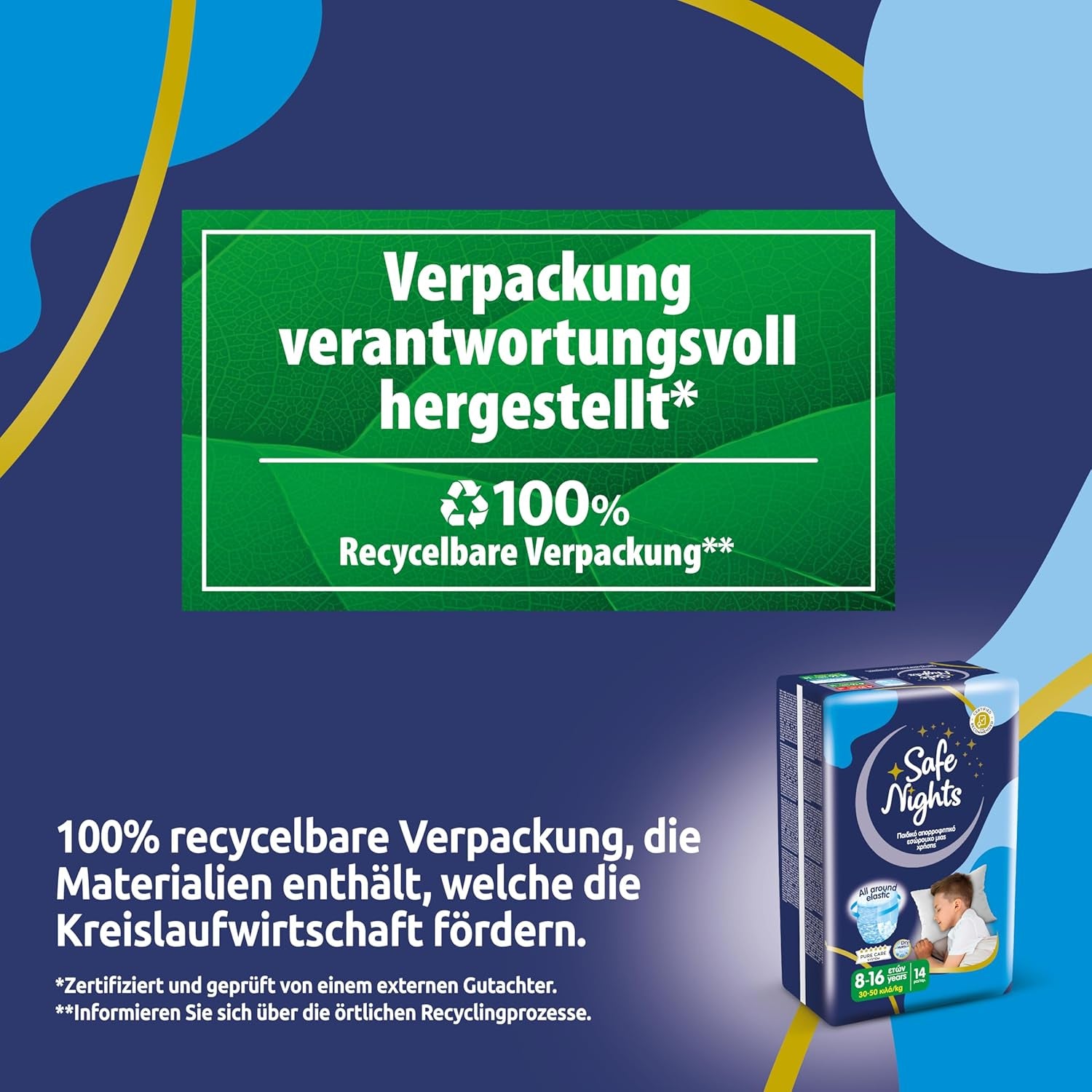 Safe Nights Boy, night pants for ages 8-16 years (30-50 kg), 84 pieces