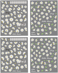 5D în relief alb margarete autocolante unghii flori autocolante unghii flori folie autoadezive autocolante unghii arta autocolante unghii margarete decorare unghii accesorii design flori autocolante unghii arta