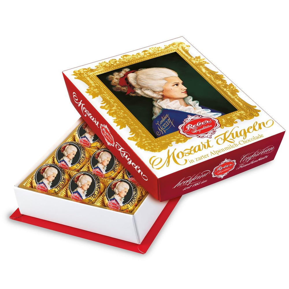 Reber Mozart balls with dark chocolate, pack of 6 with marzipan and nougat, vegan - 1 x 120 g