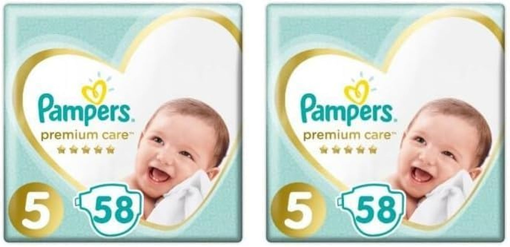 Pampers diapers size 5 (11-16 kg), premium care diapers, 58 pieces, optimal comfort and protection for sensitive skin from Pampers