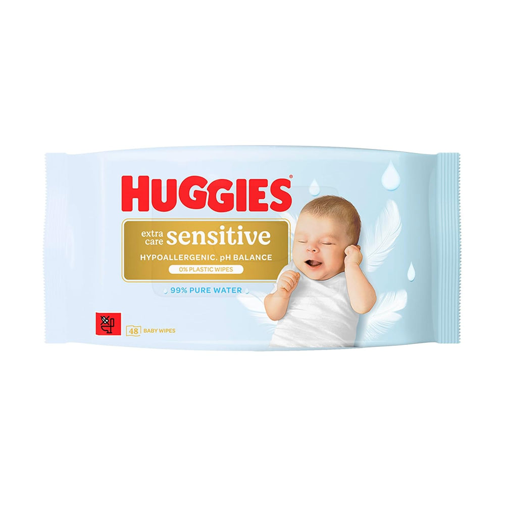 Huggies Pure Extra Care Sensitive Baby Wipes, 99% Water, Plastic Free, Fragrance Free