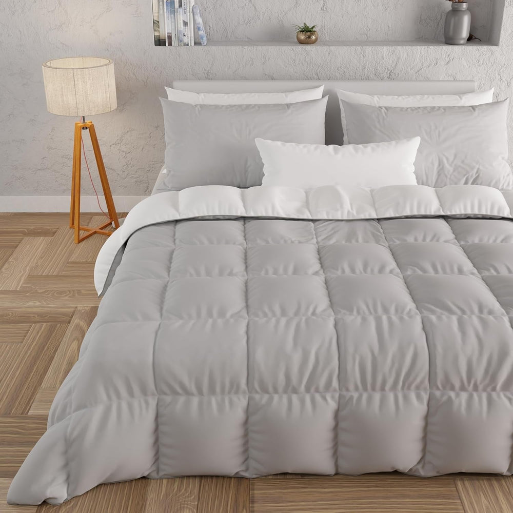 PETTI Artigiani Italiani - Double bed winter blanket, maxi, monochrome, double-sided, white, gray, 100% Made in Italy Duvets and quilts Naty Shop