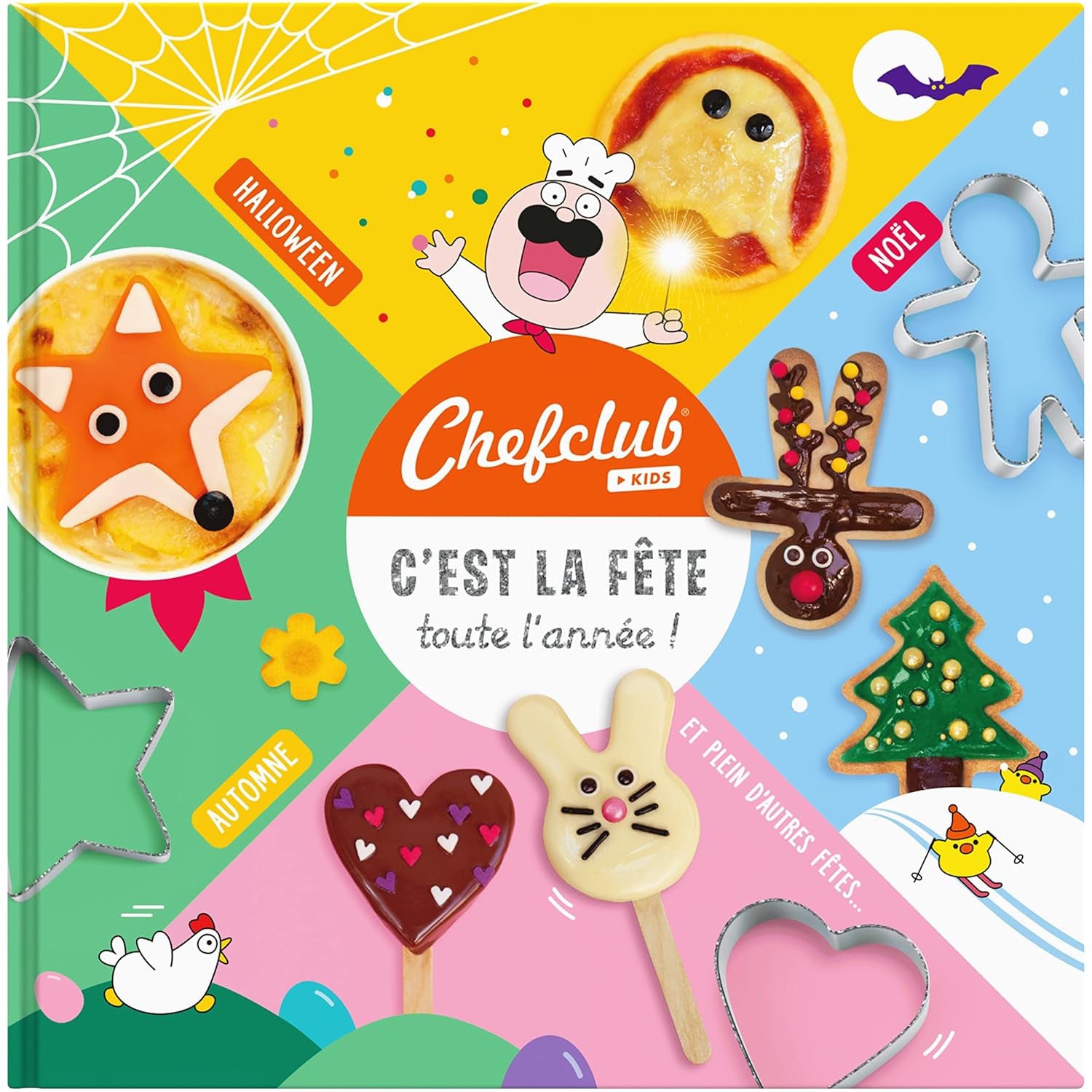 Chefclub Kids – Set de gătit pentru copii cu 10 forme de biscuiți și carte de rețete – Teme: Sărbători și ocazii speciale – Activitate jucăușă și creativă pentru familie – Vârste 4 ani și peste