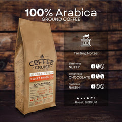 COFFEE CRUISE Sweet Brazil Brasilianische Kaffeebohnen 1kg - Mittlere Röstung - Aroma Kakao und Schokolade - Für Alle Kaffeemaschinen - 100% Arabisch