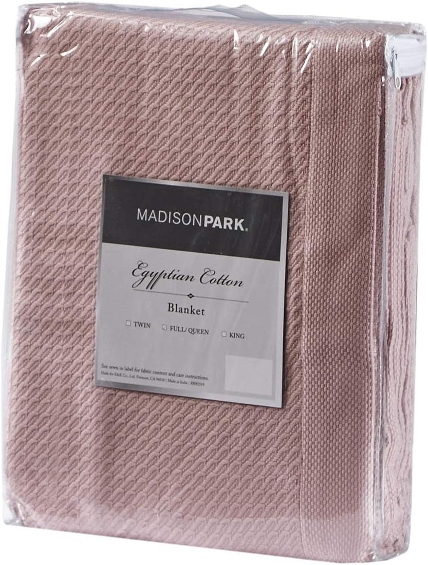Madison Park 100% bumbac egiptean, respirabil, pătură confortabilă, tricotat premium, sezon de lux, acoperire ușoară pentru pat, canapea și canapea, pat Full/Queensize, Rose Plapumi si pilote Naty Shop