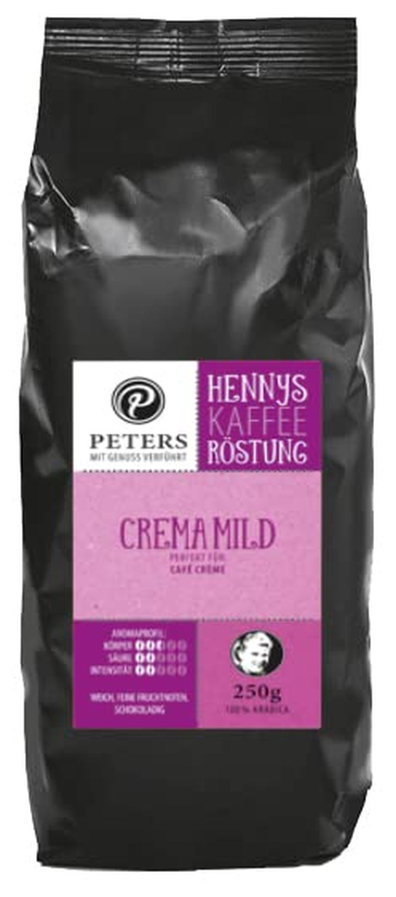 Peters, Boabe de cafea Arabica, Ideal pentru mașini complet automate Cafea Naty Shop 250 grame Crema Mild