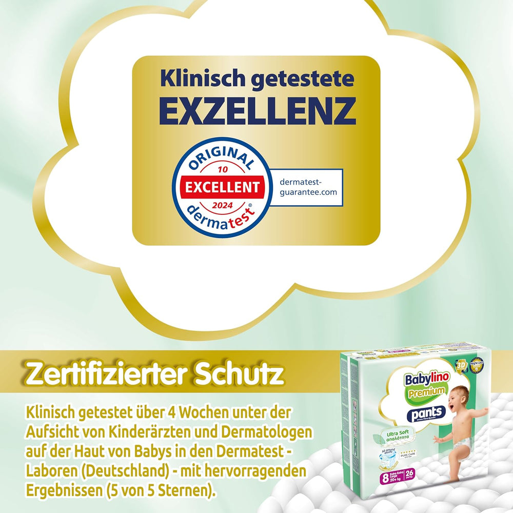 Premium Pants Size 8 with Ultra-Soft Filter, XXL (20+ kg), 26 pieces