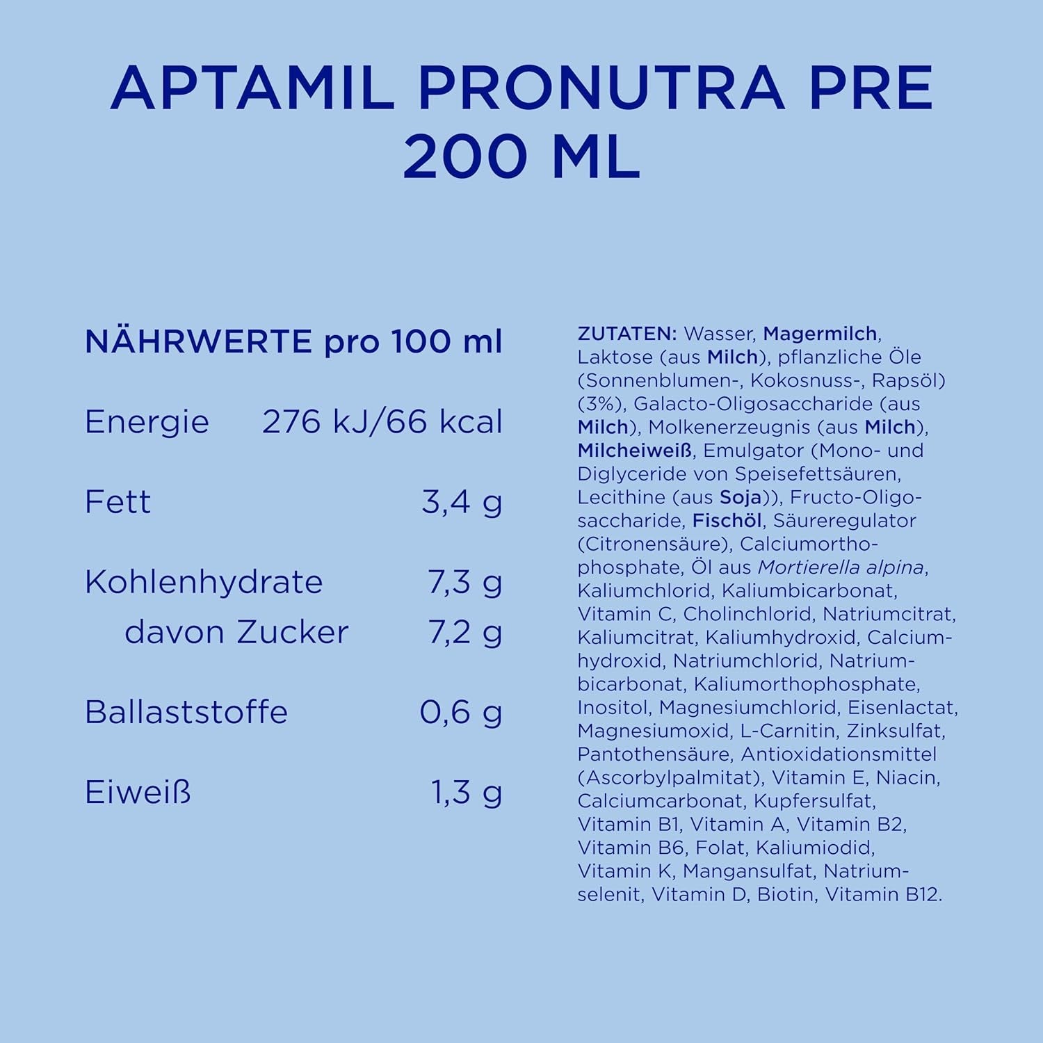 Aptamil Pronutra Pre - Infant formula from birth - With vegetable oils, without palm oil - 6 x 4 x 200 ml (4800 ml)