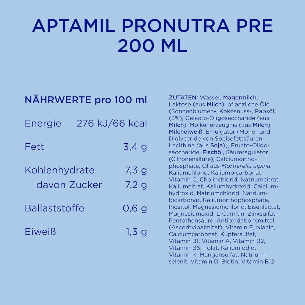 Aptamil Pronutra Pre - Infant formula from birth - With vegetable oils, without palm oil - 6 x 4 x 200 ml (4800 ml)