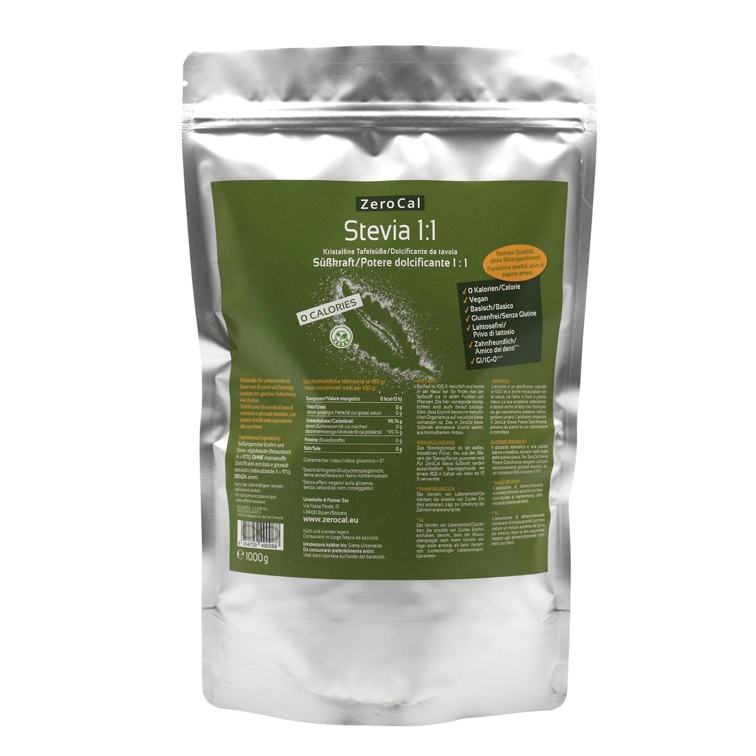 Stevia 1:1 (Erythrit - Stevia) - Natürlicher Zuckerersatzstoff, 1000 G Sweeteners Naty Shop Default Title