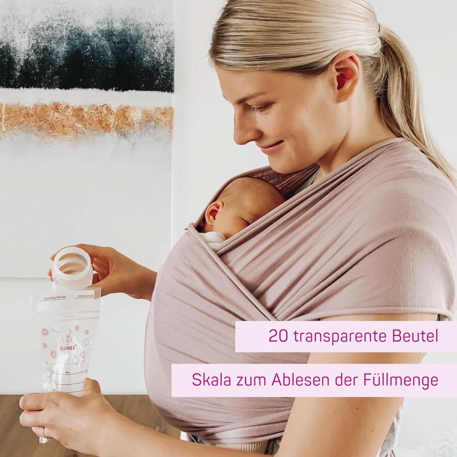 ELANEE Muttermilchbeutel, Aufbewahren & Einfrieren Von Muttermilch, Geschmackneutral Und Vorsterilisiert, Doppelter Sicherheitsverschluss, 20 Stück, Mit Standfuß (711-00) Baby Food and Breastfeeding Accessories Naty Shop