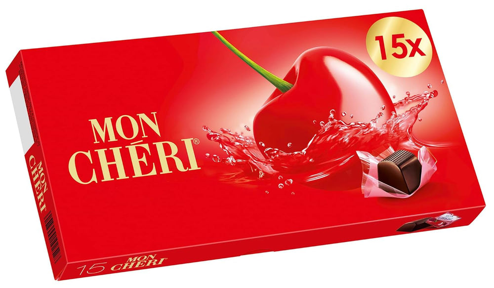 Ferrero Mon Chéri - Crunchy Chocolate, Fruity Liqueur and an Aromatic Cherry - Valentine's Day Chocolate Gift for Him and Her - 1 Pack of 15 Individual Chocolates