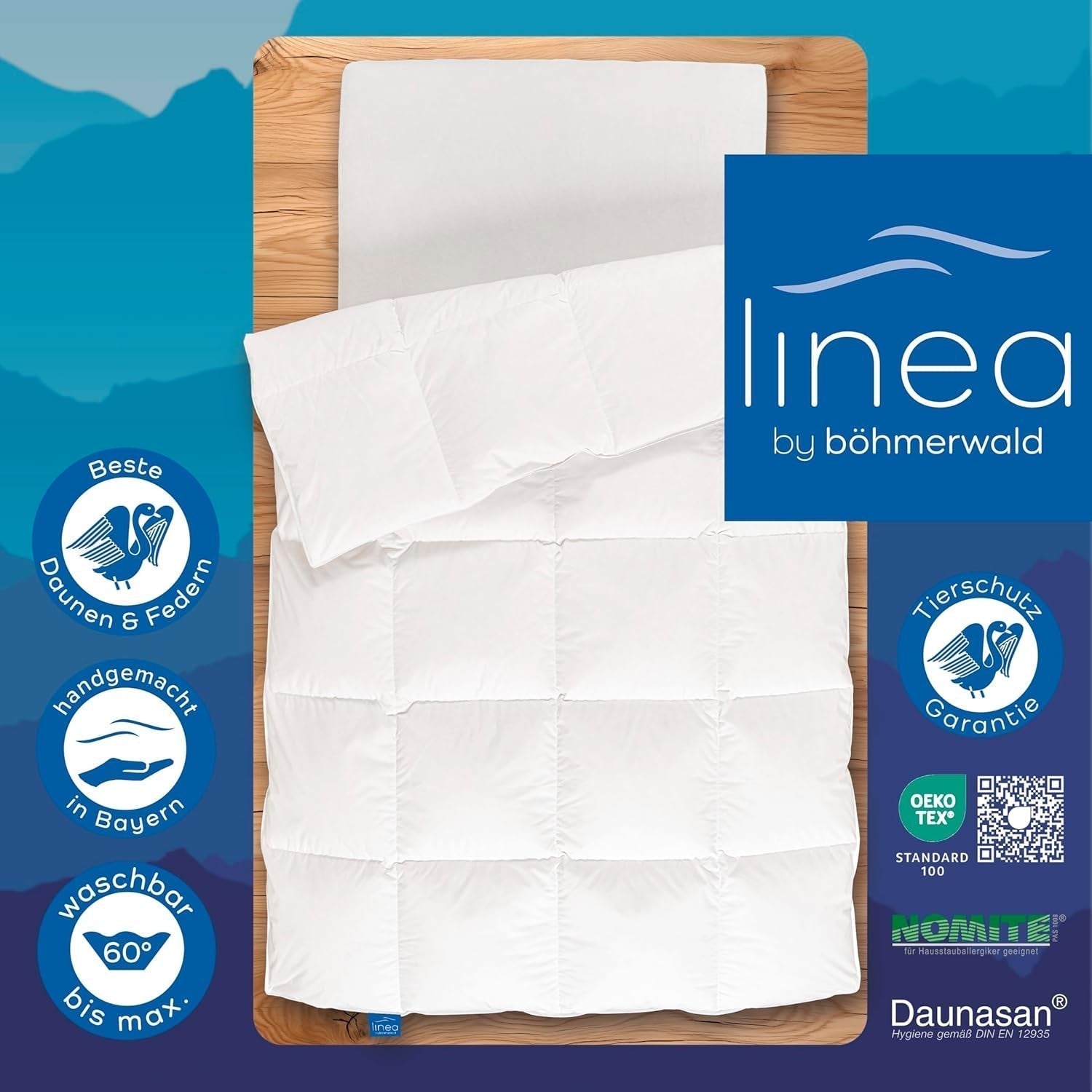 Allnights Comforter Medium Comforter 135X200 100% New Feathers and Down Allergy Friendly Washable up to 60°C Made in Germany White Quilts & Quilts Naty Shop