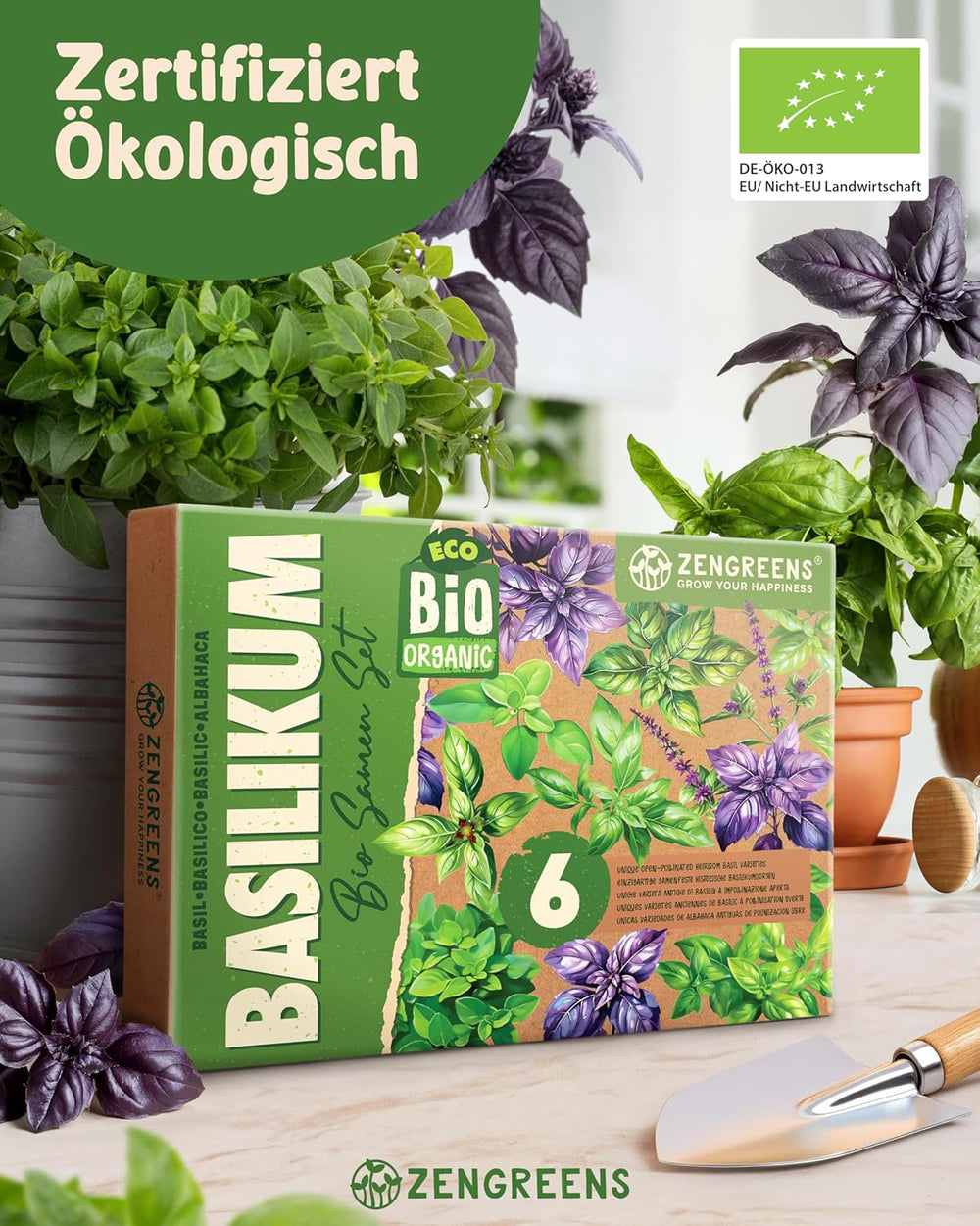 Organic Basil Seeds in a Set of 6 - 6 Basil Seeds for Easy Growing in the Garden, Balcony or Raised Bed - Plant Seeds - Seedlings